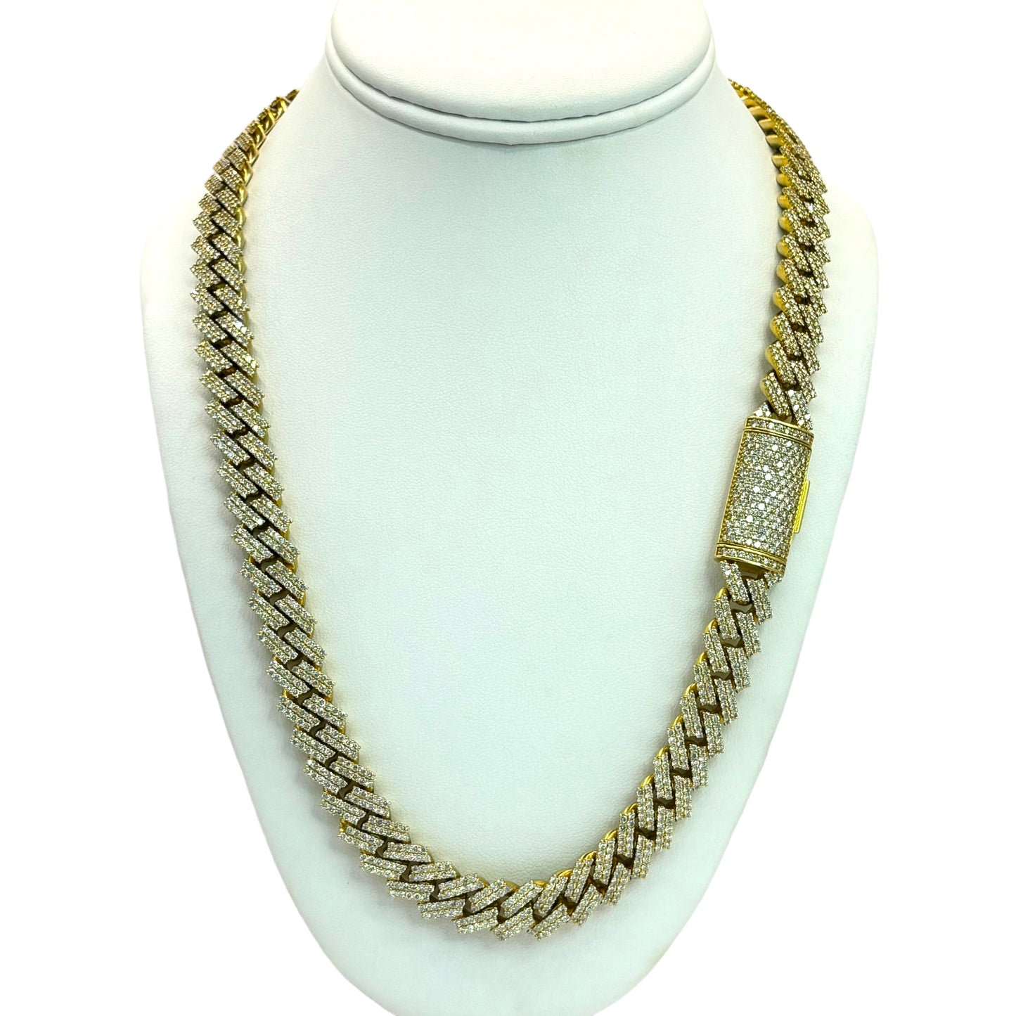 14Kt GOLD MIAMI CUBAN DIAMOND CHAIN 24 INCHES 13MM