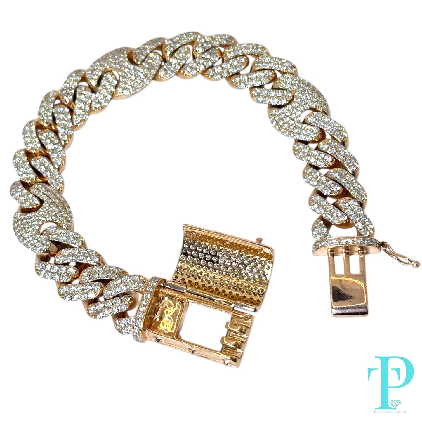 15MM 10KT ROSE GOLD MIAMI CUBAN/GUCCI HYBRID LINK DIAMOND BRACELET 8.5” 76.92g 13.56CTW