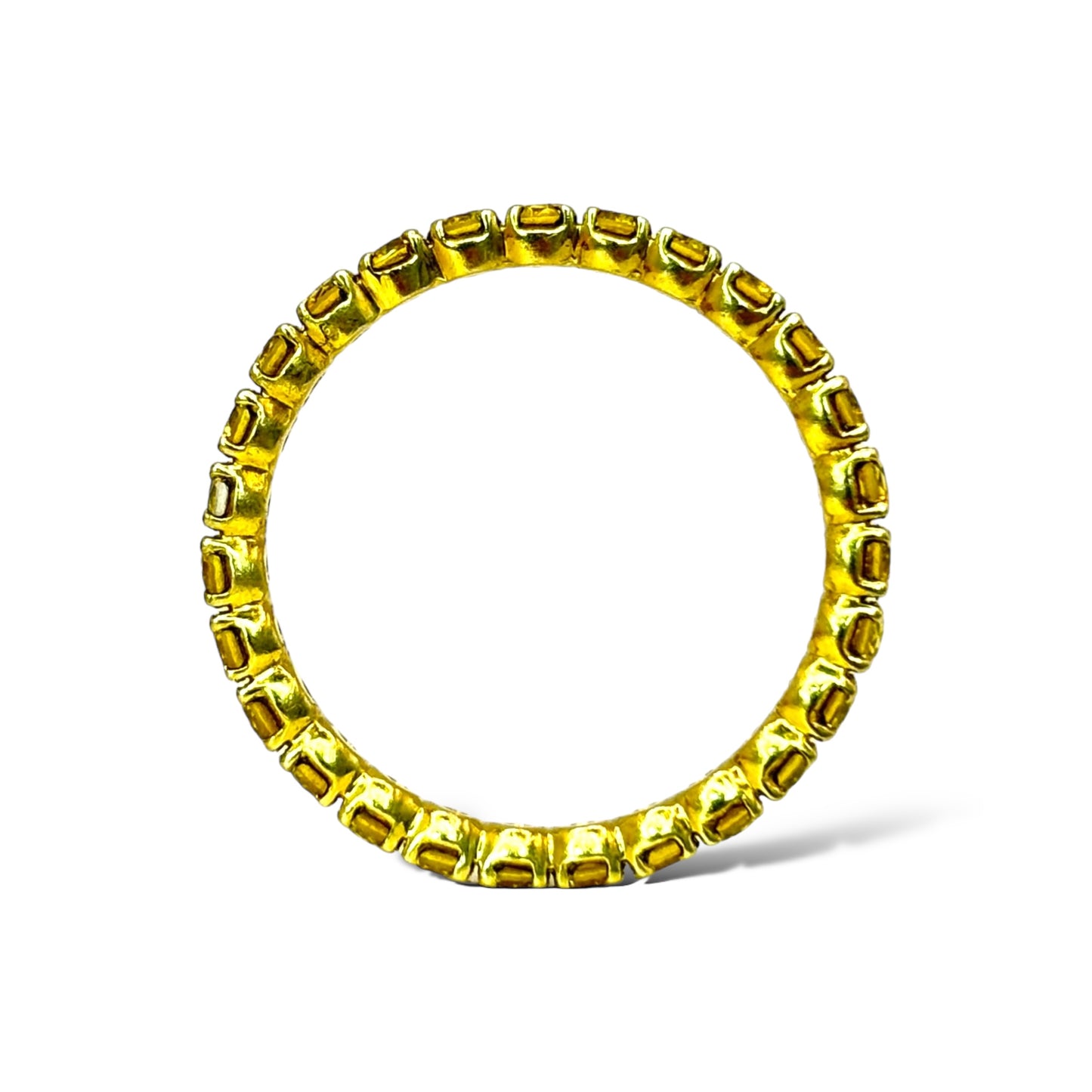 14KT GOLD ROUND-CUT YELLOW SAPPHIRE ETERNITY RING 1.00 CTW