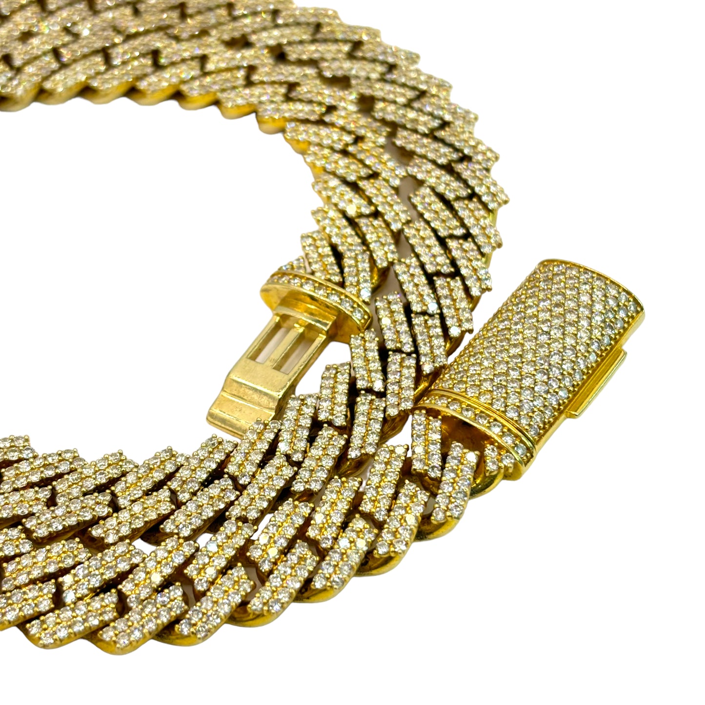 14Kt GOLD MIAMI CUBAN DIAMOND CHAIN 24 INCHES 13MM