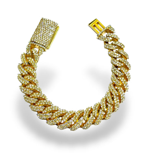 12MM 14KT YELLOW GOLD DIAMOND MIAMI CUBAN LINK 10CTW