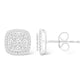 2.00CTW 14KT WHITE GOLD SQUARE DIAMOND CLUSTER UNI-SEX EARRINGS