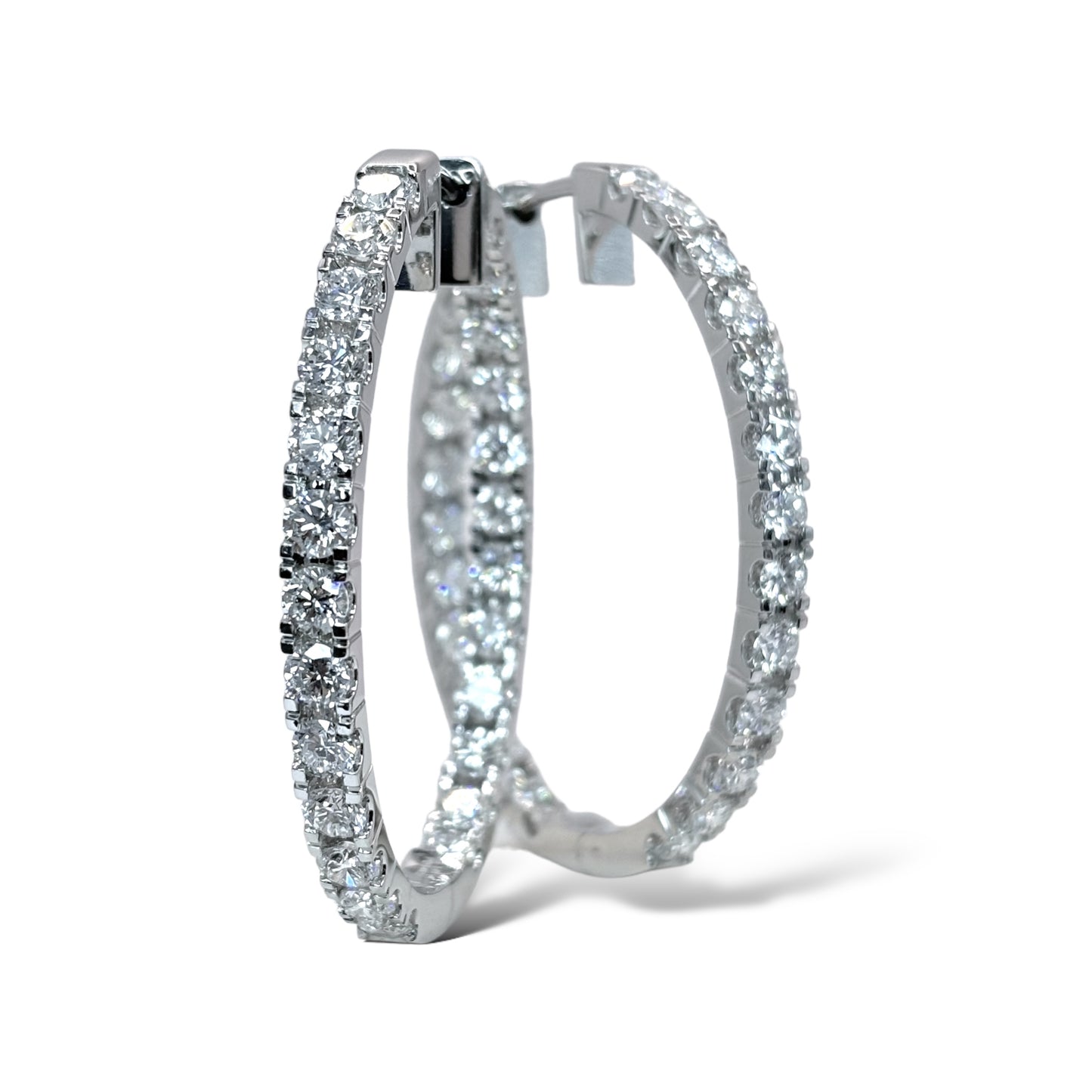 14KT WHITE GOLD 11.50CTW OVAL DIAMOND HOOPS