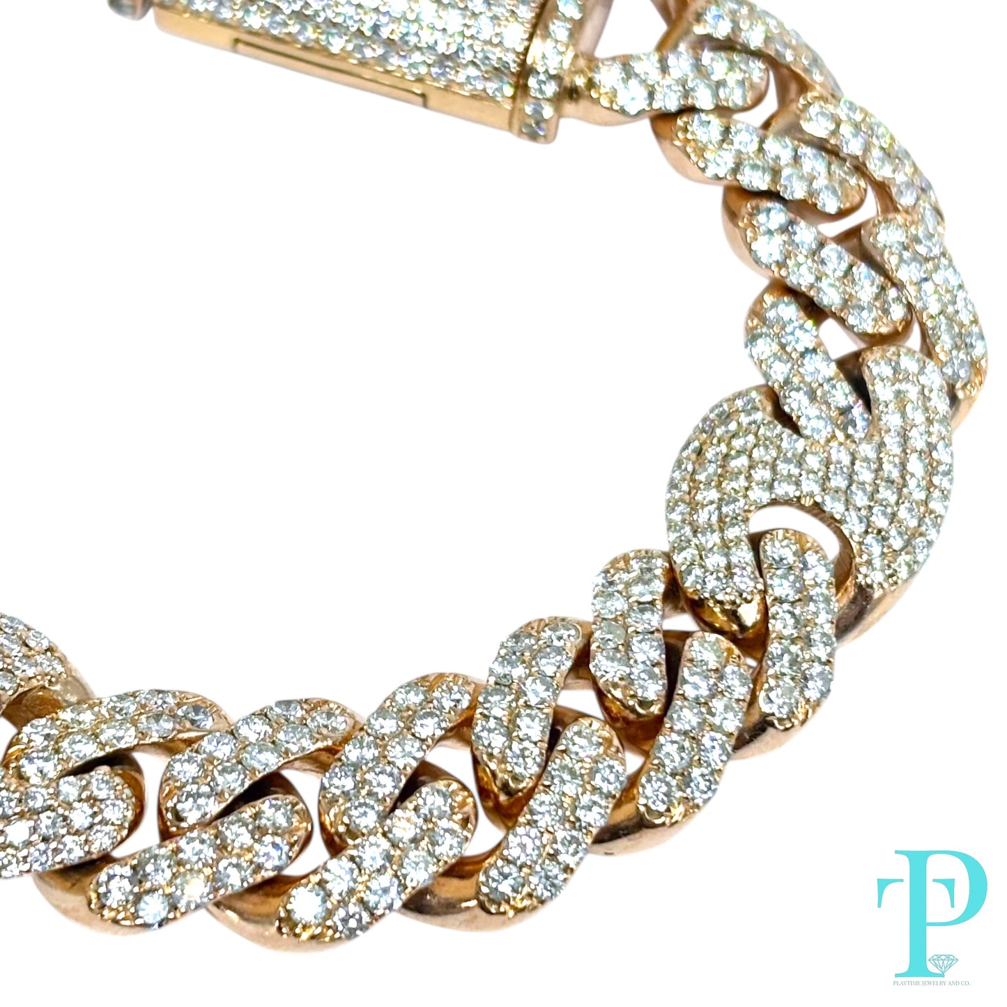 15MM 10KT ROSE GOLD MIAMI CUBAN/GUCCI HYBRID LINK DIAMOND BRACELET 8.5” 76.92g 13.56CTW