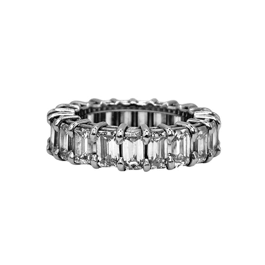 14KT WHITE GOLD VVS-1 IGI CERTIFIED 16.5CTW DIAMOND EMERALD CUT ETERNITY BAND