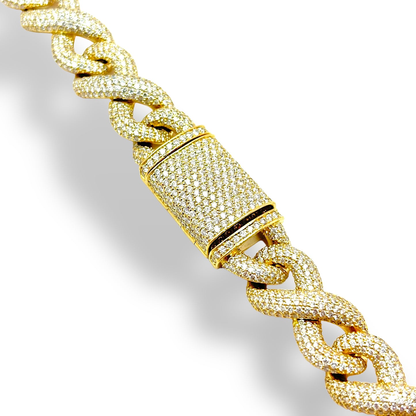 14KT YELLOW GOLD 191G 22” 29.7CTW VVS-1 DIAMOND INFINITY LINK CHAIN