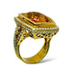 1/1 ESTATE 18KT YELLOW GOLD 18.00 CTW NATURAL CITRINE 1.10 CTW DIAMOND RING