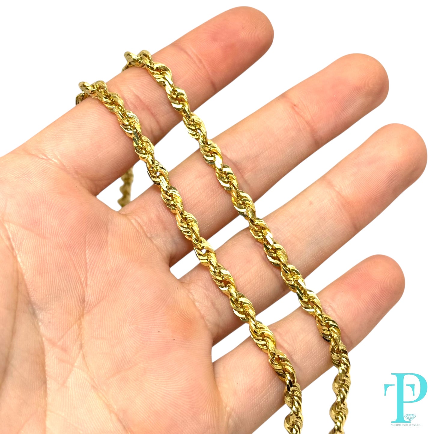 3.5MM 14KT YELLOW GOLD ROPE LINK CHAIN 22” 24.13g