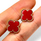 14KT GOLD CLOVER EARRINGS RED CORAL ROSE GOLD