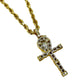 SOLID 14KT GOLD BAGUETTE AND ROUND VVS-1 DIAMOND ANKH CROSS PENDANT