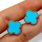 14KT ROSE GOLD BLUE TURQUOISE CLOVER EARRINGS