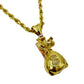 SOLID 14KT GOLD VVS-1 MONEY BAG PENDANT