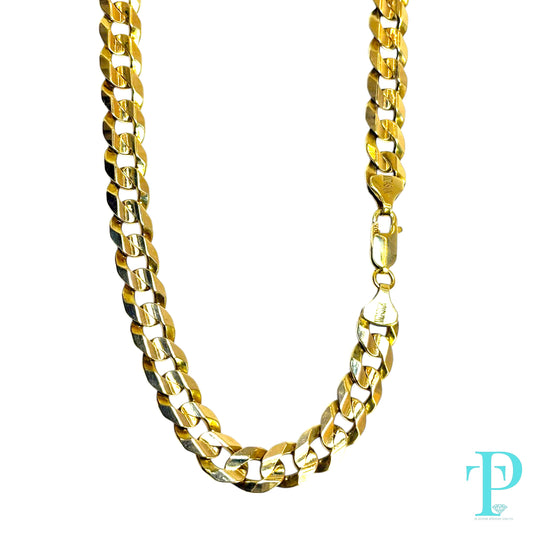 8.5MM 10KT SOLID YELLOW GOLD CURB LINK CHAIN 22” 47.85g