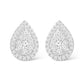 .90CTW 14KT WHITE GOLD IGI TEARDROP DIAMOND CLUSTER UNI-SEX STUD EARRINGS