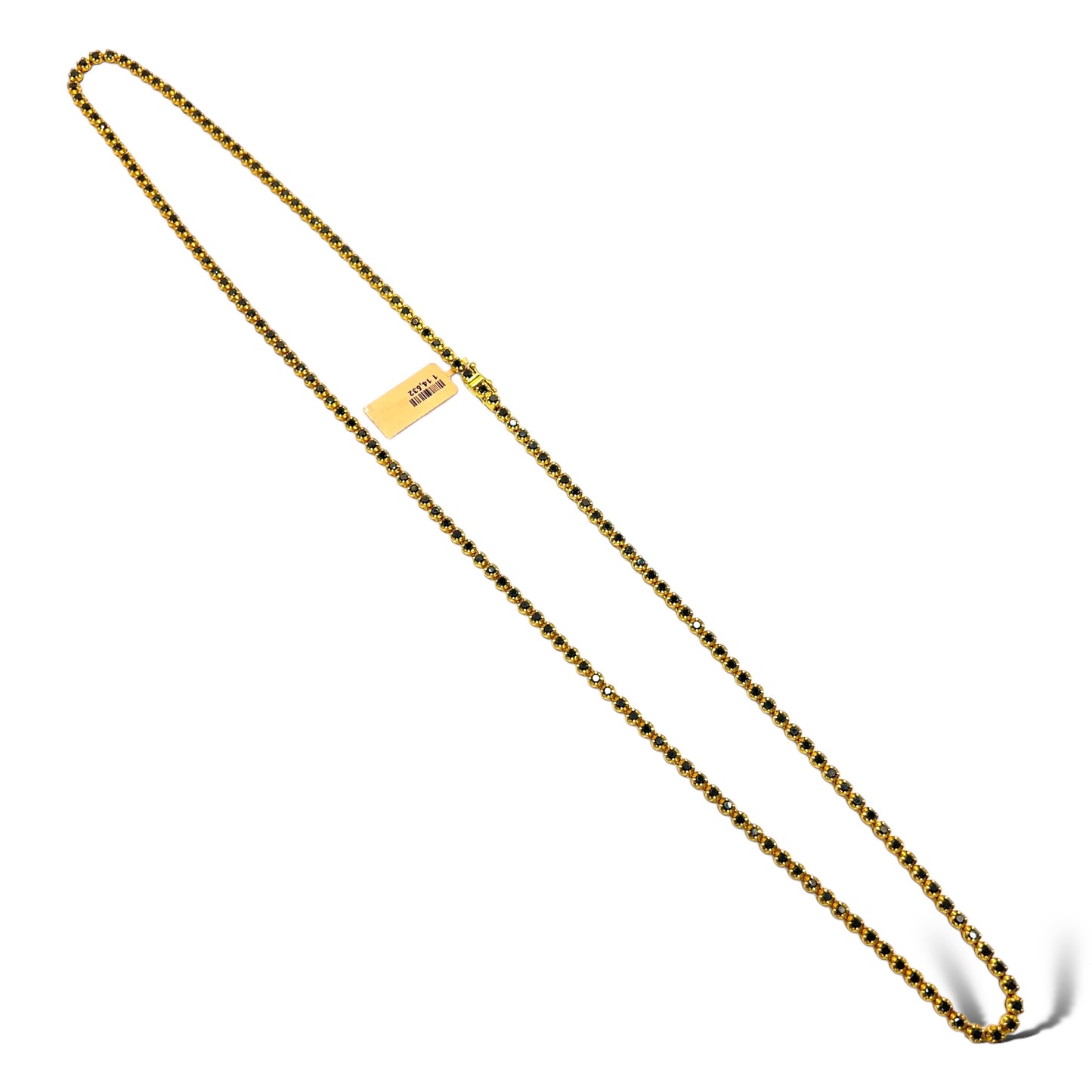 5PT 8.53CTW 14KT YELLOW GOLD BLACK DIAMOND TENNIS CHAIN