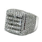 14Kt BAGUETTE & ROUND DIAMOND SQUARE TOP MENS RING 6CTW | 14 GRAMS