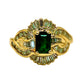 14Kt LADIES EMERALD SOLITAIRE AND DIAMOND ENCRUSTED RING. 1CTW EMERALD | .80CTW DIAMOND