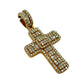 SOLID 14KT BIG BAGUETTE & ROUND VVS-1 DIAMOND ROSE GOLD CROSS PENDANT