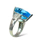 1/1 ESTATE 18KT WHITE GOLD 20.00 CTW NATURAL BLUE TOPAZ 1.00 CTW DIAMOND RING