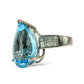 1/1 ESTATE 18KT WHITE GOLD 20.00 CTW NATURAL BLUE TOPAZ 1.00 CTW DIAMOND RING