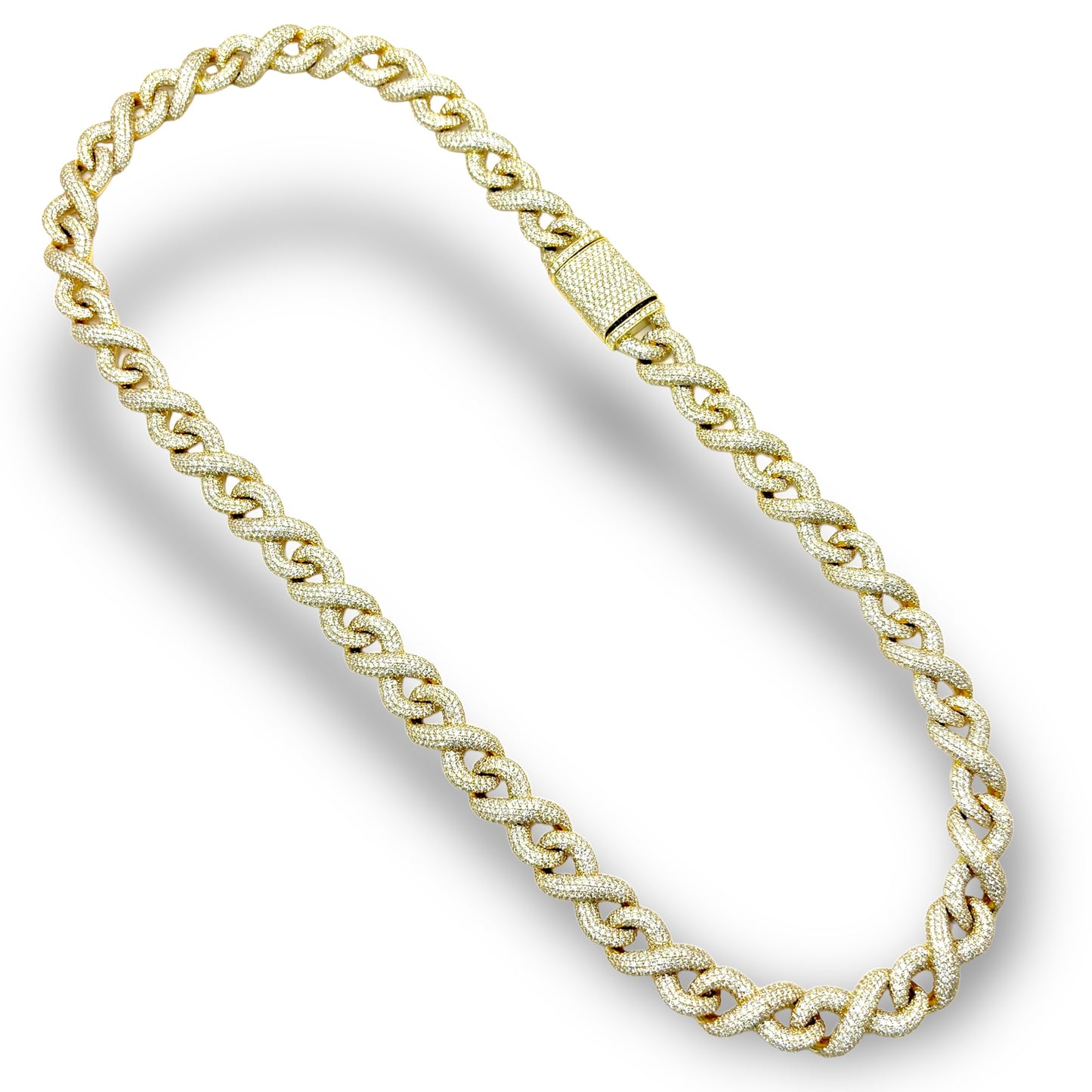 14KT YELLOW GOLD 191G 22” 29.7CTW VVS-1 DIAMOND INFINITY LINK CHAIN