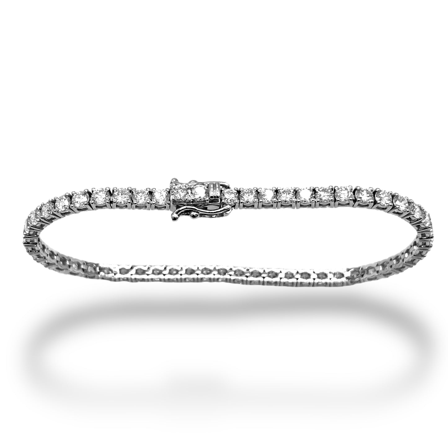 10pt 14Kt WHITE GOLD ROUND-CUT DIAMOND TENNIS BRACELET 6.00CTW