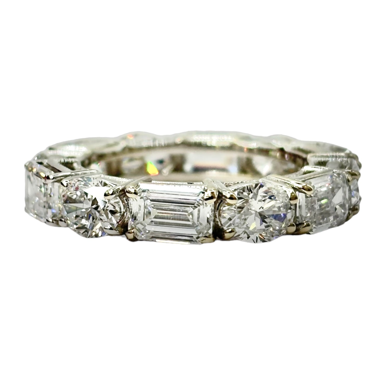 8CTW DIAMOND ETERNITY RING w. OVAL & EMERALD CUT