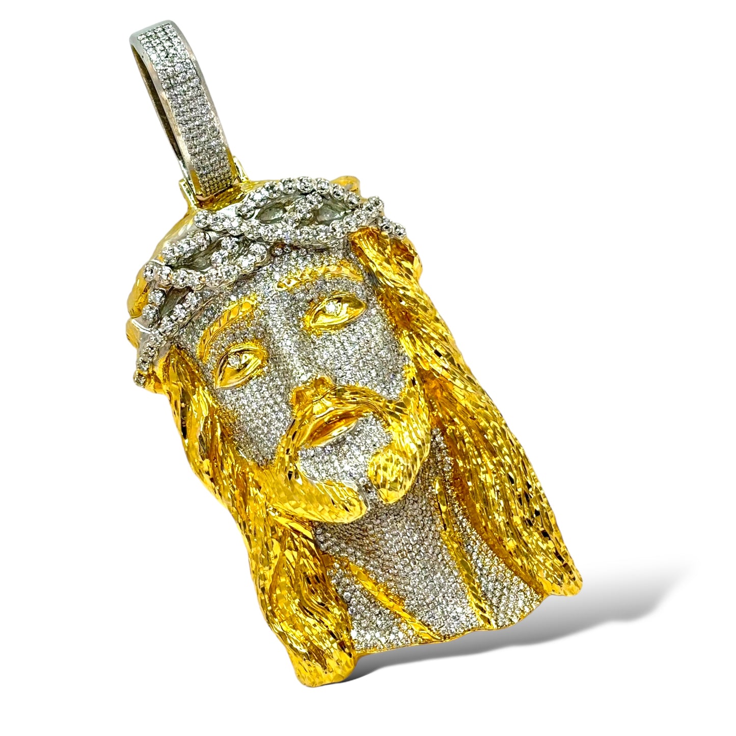 JUMBO DIAMOND JESUS PIECE PENDANT 13.75 CTW