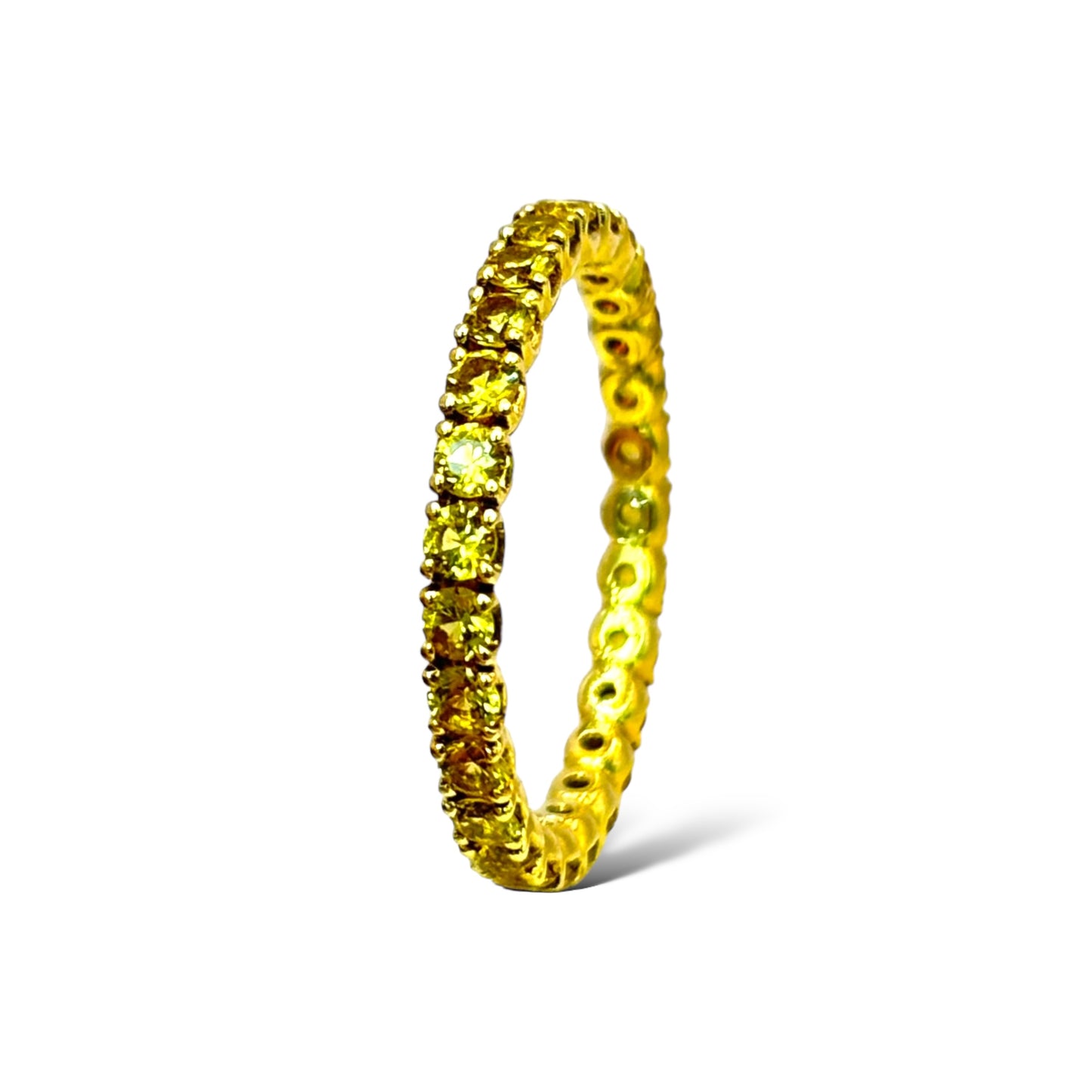 14KT GOLD ROUND-CUT YELLOW SAPPHIRE ETERNITY RING 1.00 CTW