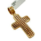 SOLID 14KT BIG BAGUETTE & ROUND VVS-1 DIAMOND ROSE GOLD CROSS PENDANT