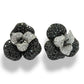 1/1 ESTATE 18KT WHITE GOLD FLOWER BLACK DIAMOND EARRINGS 7.00CT