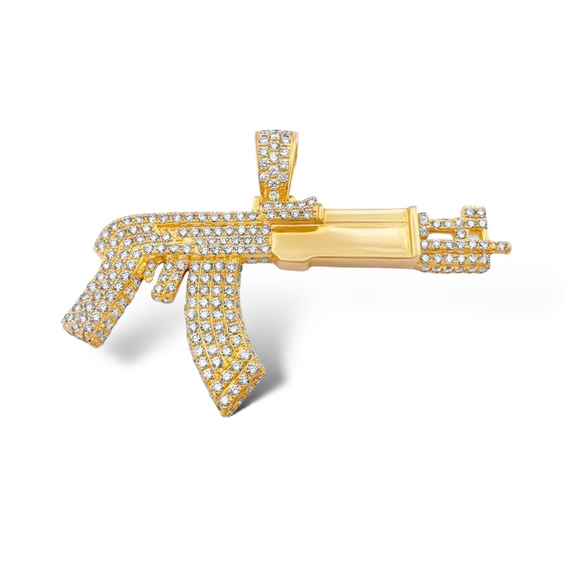 14Kt YELLOW GOLD “AK47 GUN” DIAMOND PENDANT