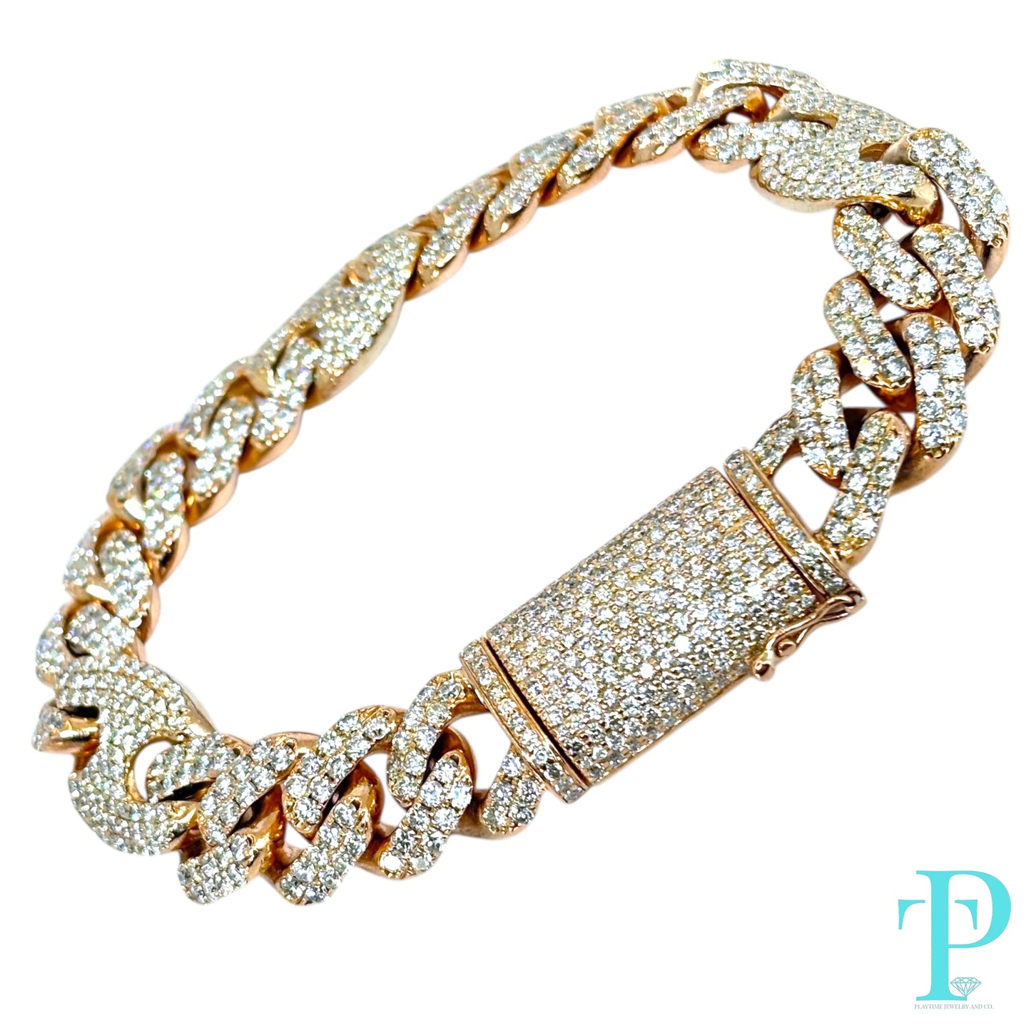 15MM 10KT ROSE GOLD MIAMI CUBAN/GUCCI HYBRID LINK DIAMOND BRACELET 8.5” 76.92g 13.56CTW
