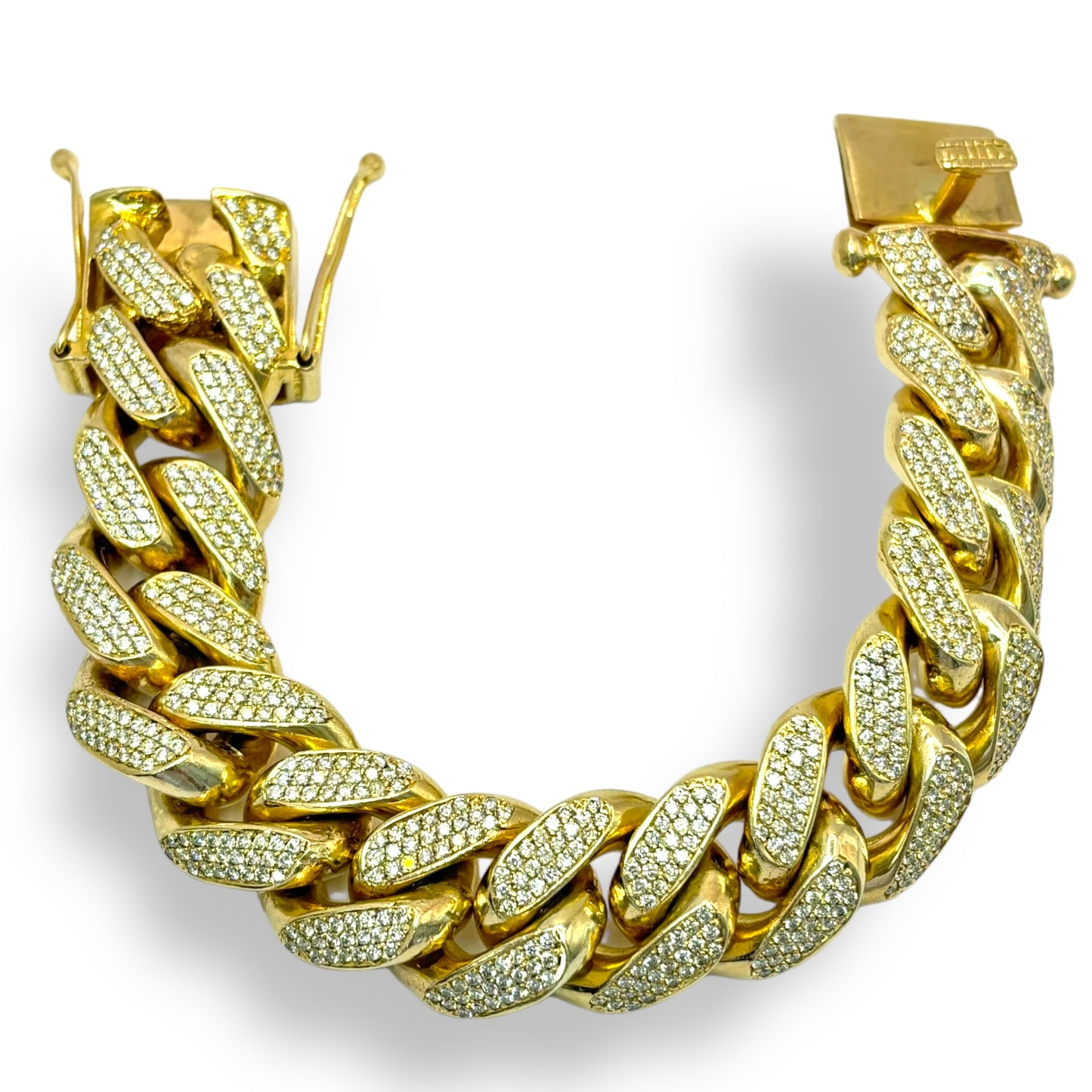 20MM 14KT GOLD DIAMOND MIAMI CUBAN LINK BRACELET 18.72CTW