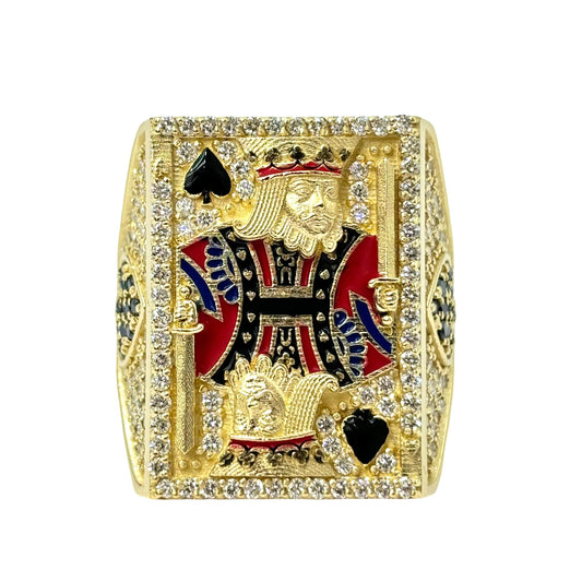 14KT GOLD ACE OF SPADE GAMBLER RING 6CT VVS-1 DIAMONDS