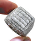 14Kt BAGUETTE & ROUND DIAMOND SQUARE TOP MENS RING 6CTW | 14 GRAMS