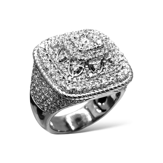 14KT WHITE GOLD PYRAMID SQUARE DIAMOND RING 4.32 CT