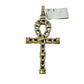 SOLID 14KT GOLD BAGUETTE AND ROUND VVS-1 DIAMOND ANKH CROSS PENDANT