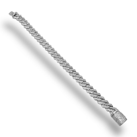 10KT WHITE GOLD DIAMOND MIAMI CUBAN LINK BRACELET 7.00CTW