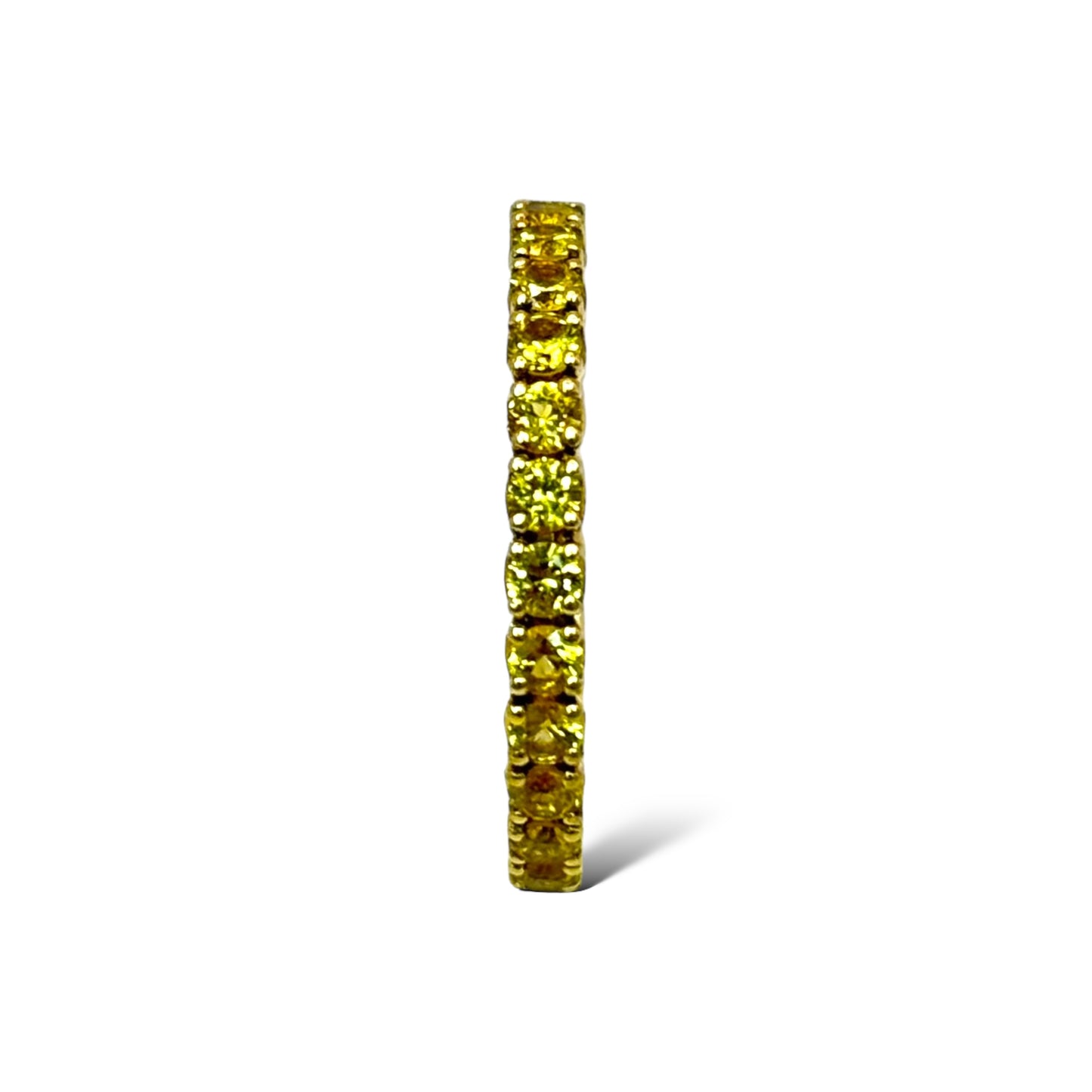 14KT GOLD ROUND-CUT YELLOW SAPPHIRE ETERNITY RING 1.00 CTW