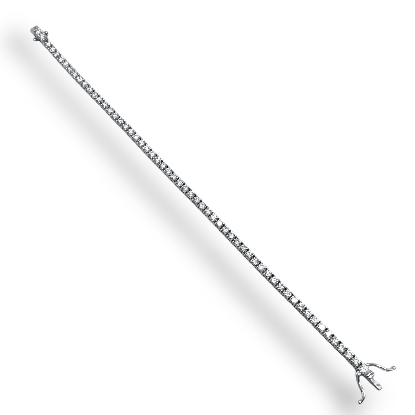 8pt 14Kt WHITE GOLD ROUND-CUT DIAMOND TENNIS BRACELET 5.10CTW