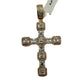 SOLID 14KT GOLD BAGUETTE AND ROUND VVS-1 DIAMOND HYBRID CLUSTER CROSS PENDANT