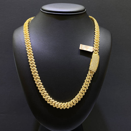 SOLID 14KT VVS-1 CVD 17.09CTW DIAMOND BUSTDOWN MIAMI CUBAN LINK CHAIN