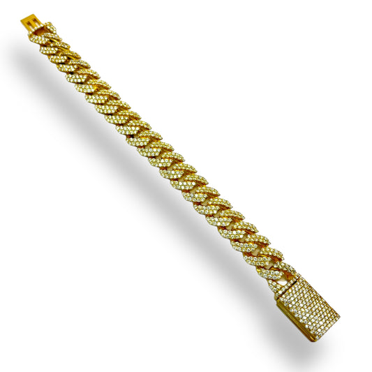 14KT YELLOW GOLD DIAMOND MIAMI CUBAN LINK BRACELET 10.00 CT 12MM