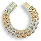 15MM 14KT WHITE AND ROSE GOLD BAGUETTE DIAMOND MIAMI CUBAN LINK BRACELET 13.93 CTW