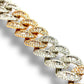 15MM 14KT WHITE AND ROSE GOLD BAGUETTE DIAMOND MIAMI CUBAN LINK BRACELET 13.93 CTW