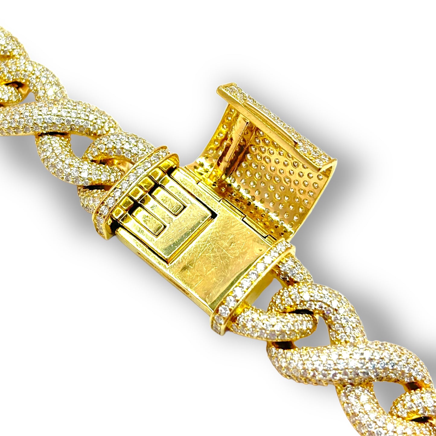 14KT YELLOW GOLD 191G 22” 29.7CTW VVS-1 DIAMOND INFINITY LINK CHAIN