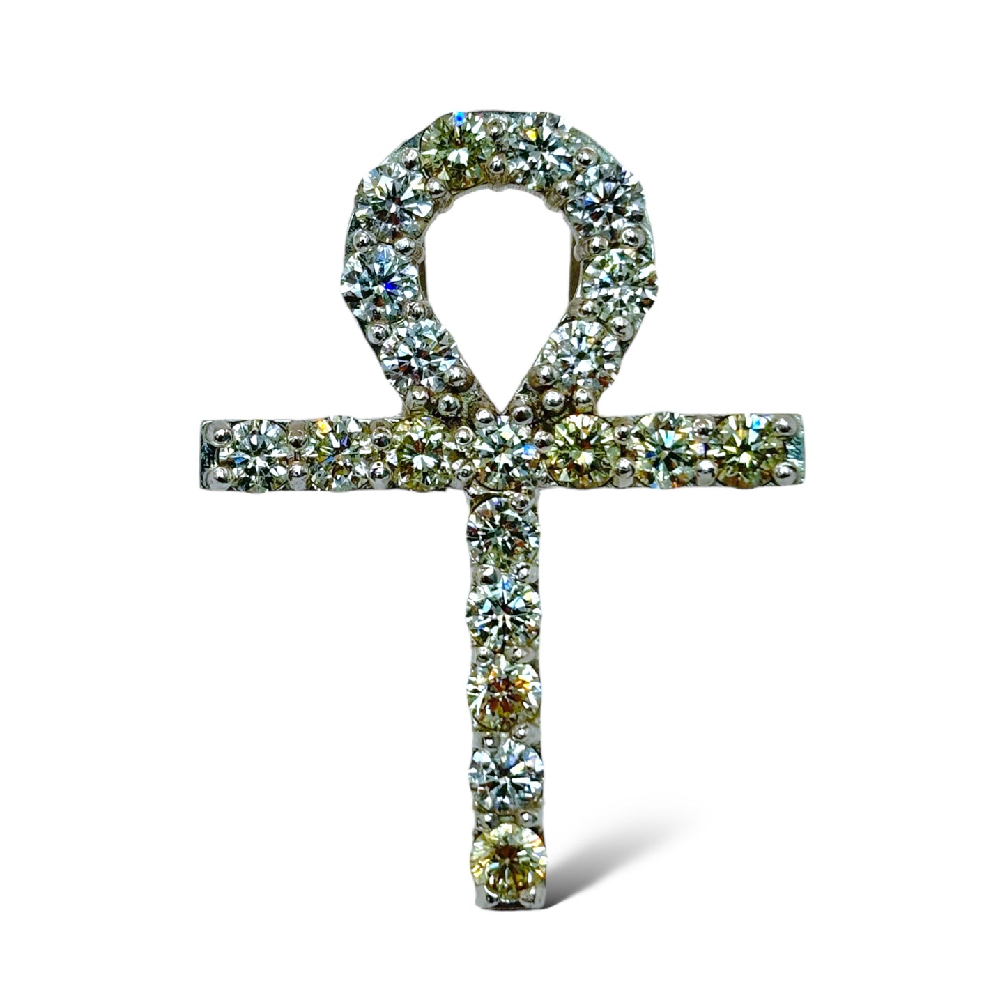 14KT GOLD VVS-1 ANHK CROSS PENDANT(WHITE GOLD)