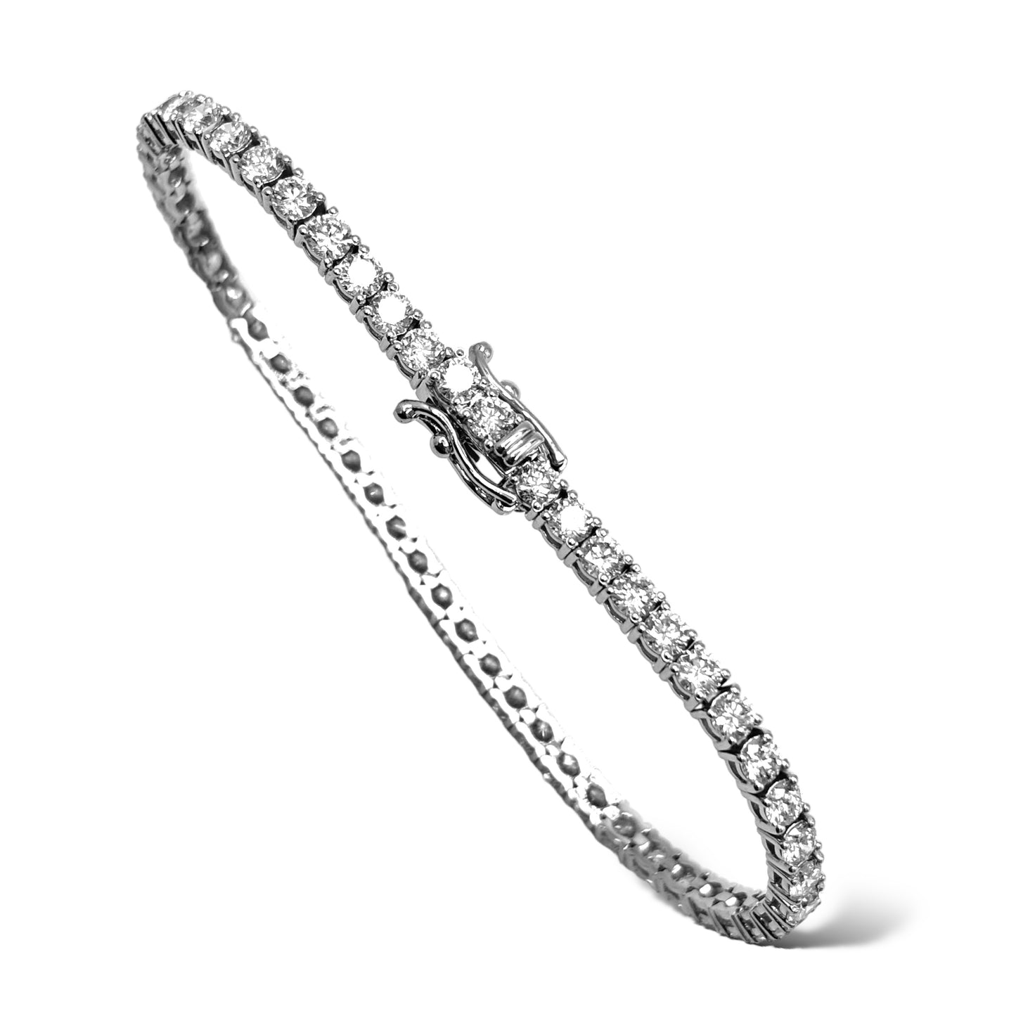 10pt 14Kt WHITE GOLD ROUND-CUT DIAMOND TENNIS BRACELET 6.00CTW