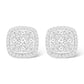 2.00CTW 14KT WHITE GOLD SQUARE DIAMOND CLUSTER UNI-SEX EARRINGS